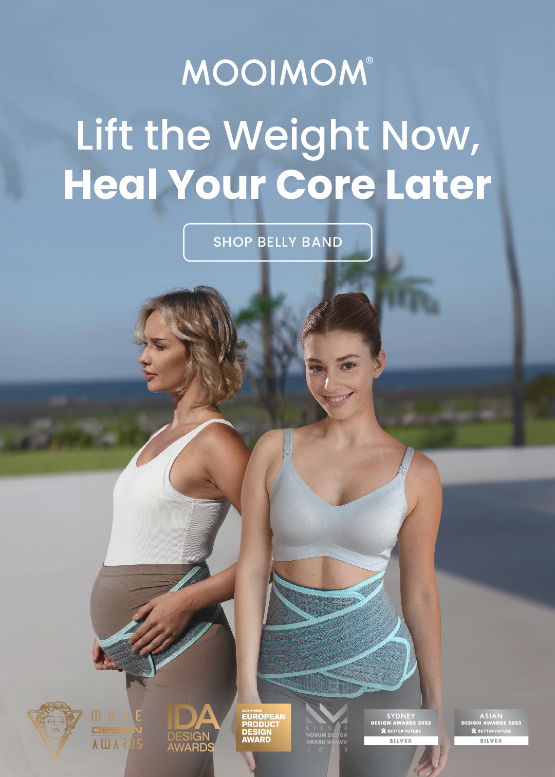 MOOIMOM 2-in-1 Pregnancy, Postpartum, C-Section Bamboo Belly Band