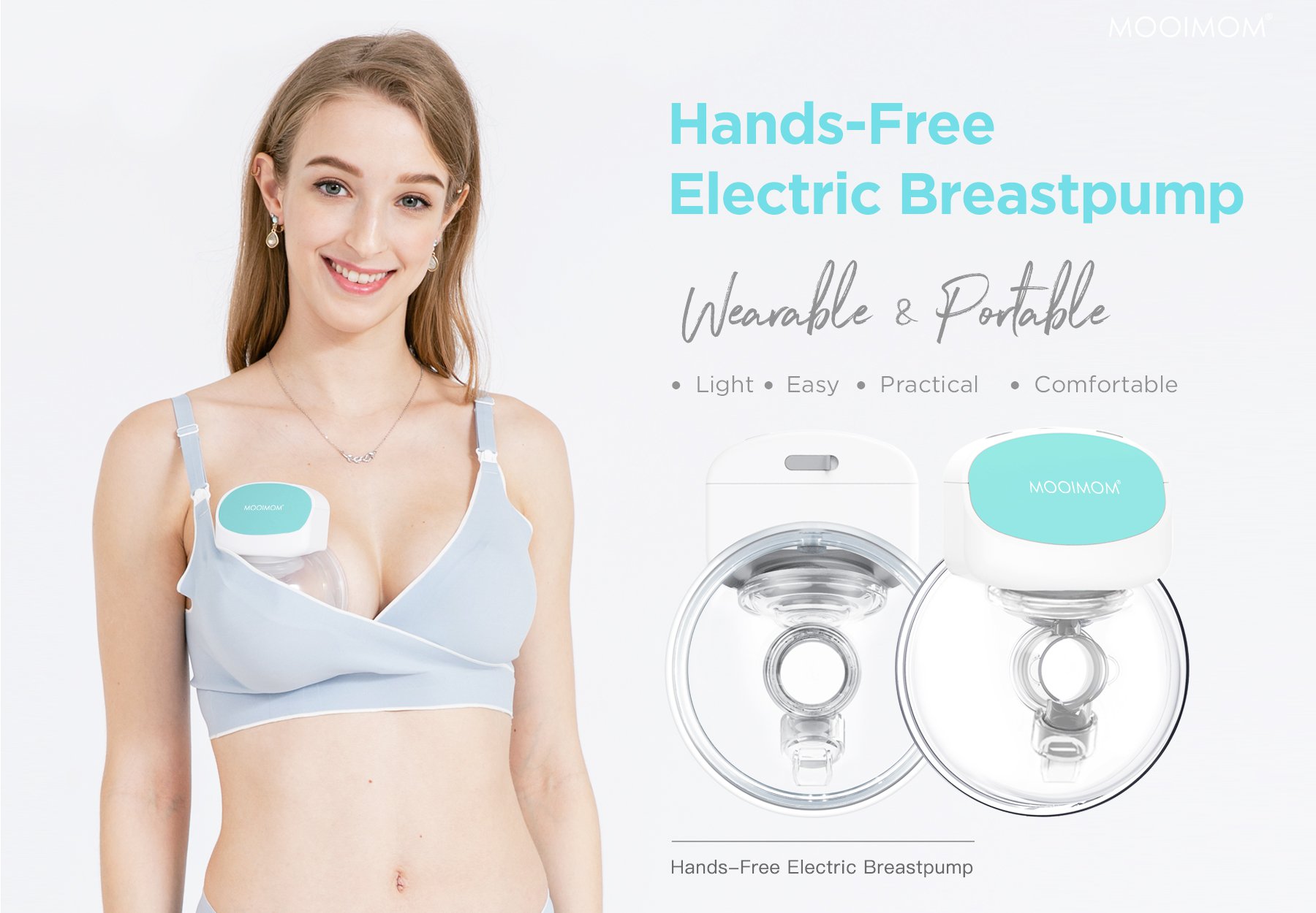 MOOIMOM Hands-Free Electric Breast Pump M2 description image