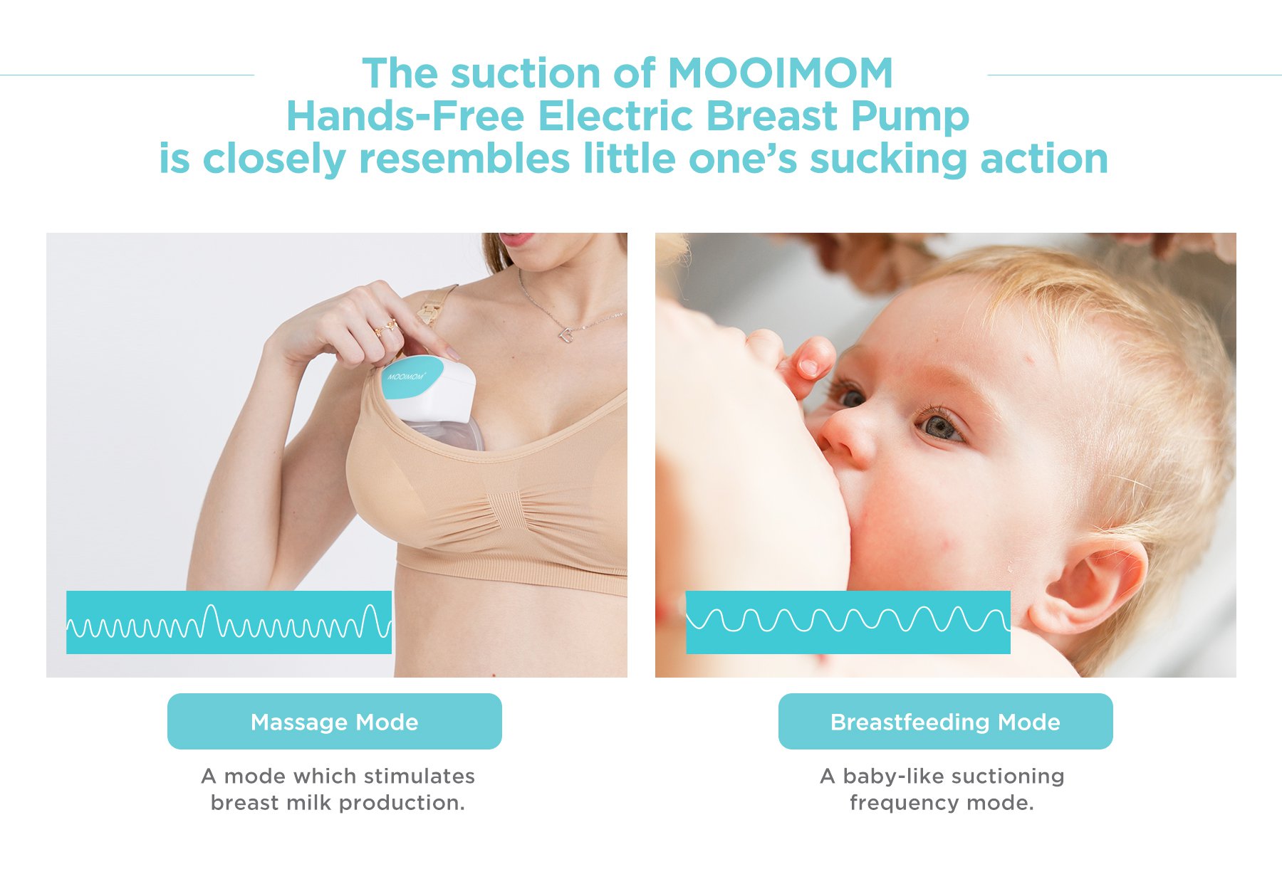 MOOIMOM Hands-Free Electric Breast Pump M2 description image