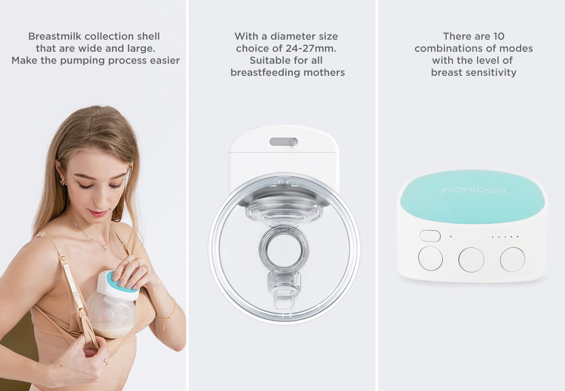 MOOIMOM Hands-Free Electric Breast Pump M2 description image