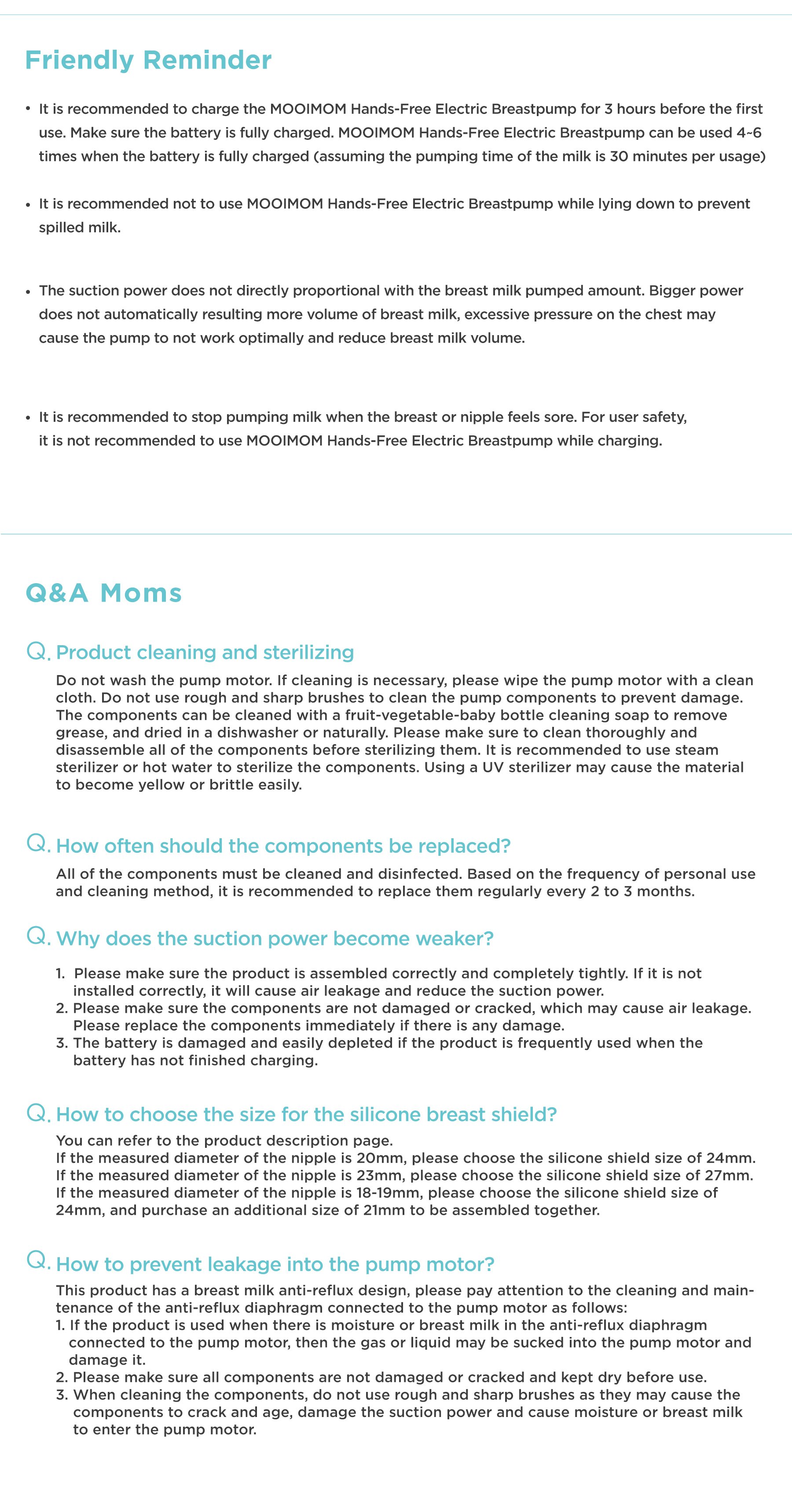 MOOIMOM Hands-Free Electric Breast Pump M2 description image