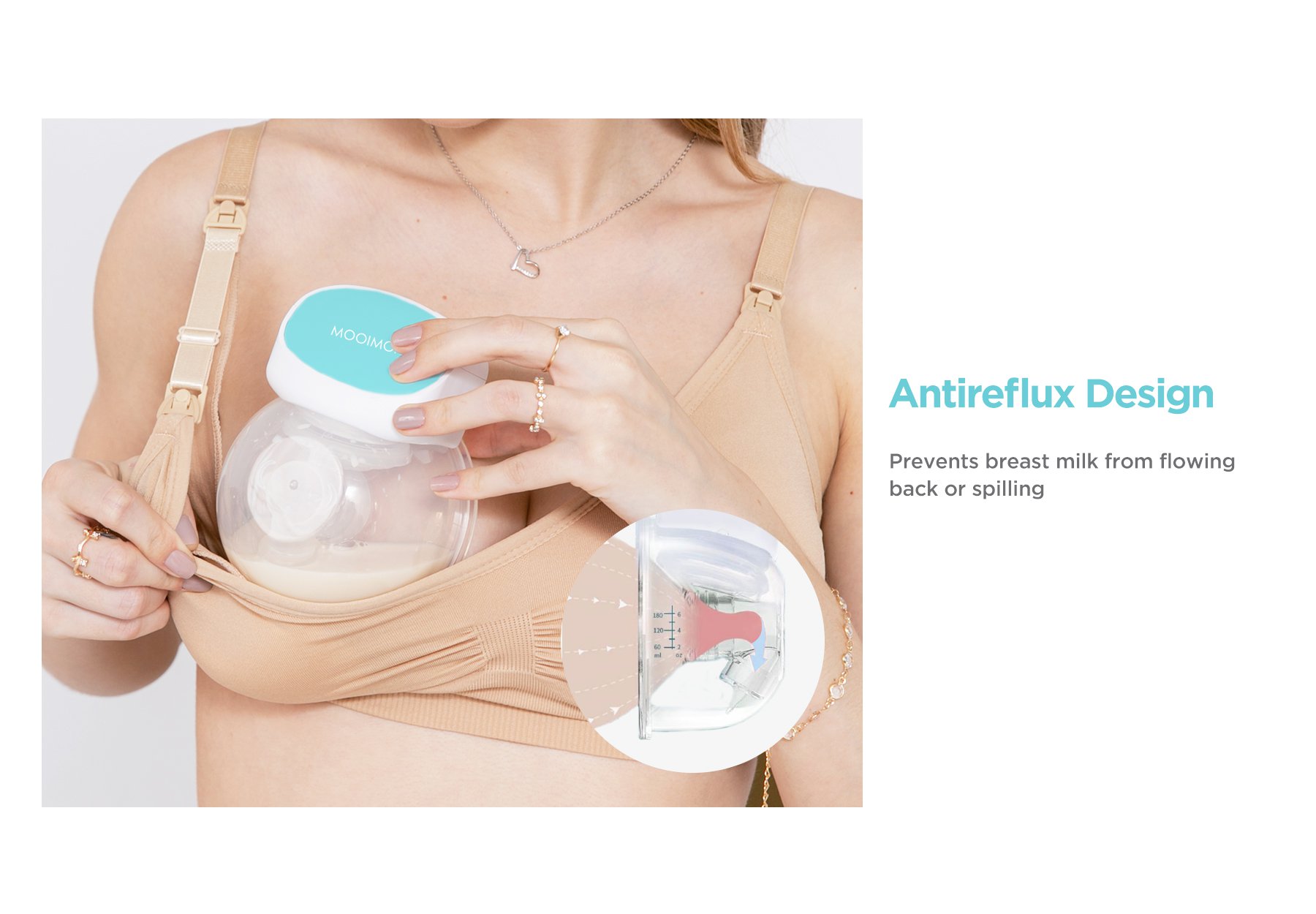 MOOIMOM Hands-Free Electric Breast Pump M2 description image