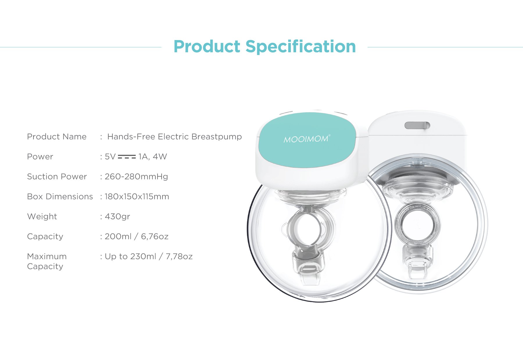 MOOIMOM Hands-Free Electric Breast Pump M2 description image