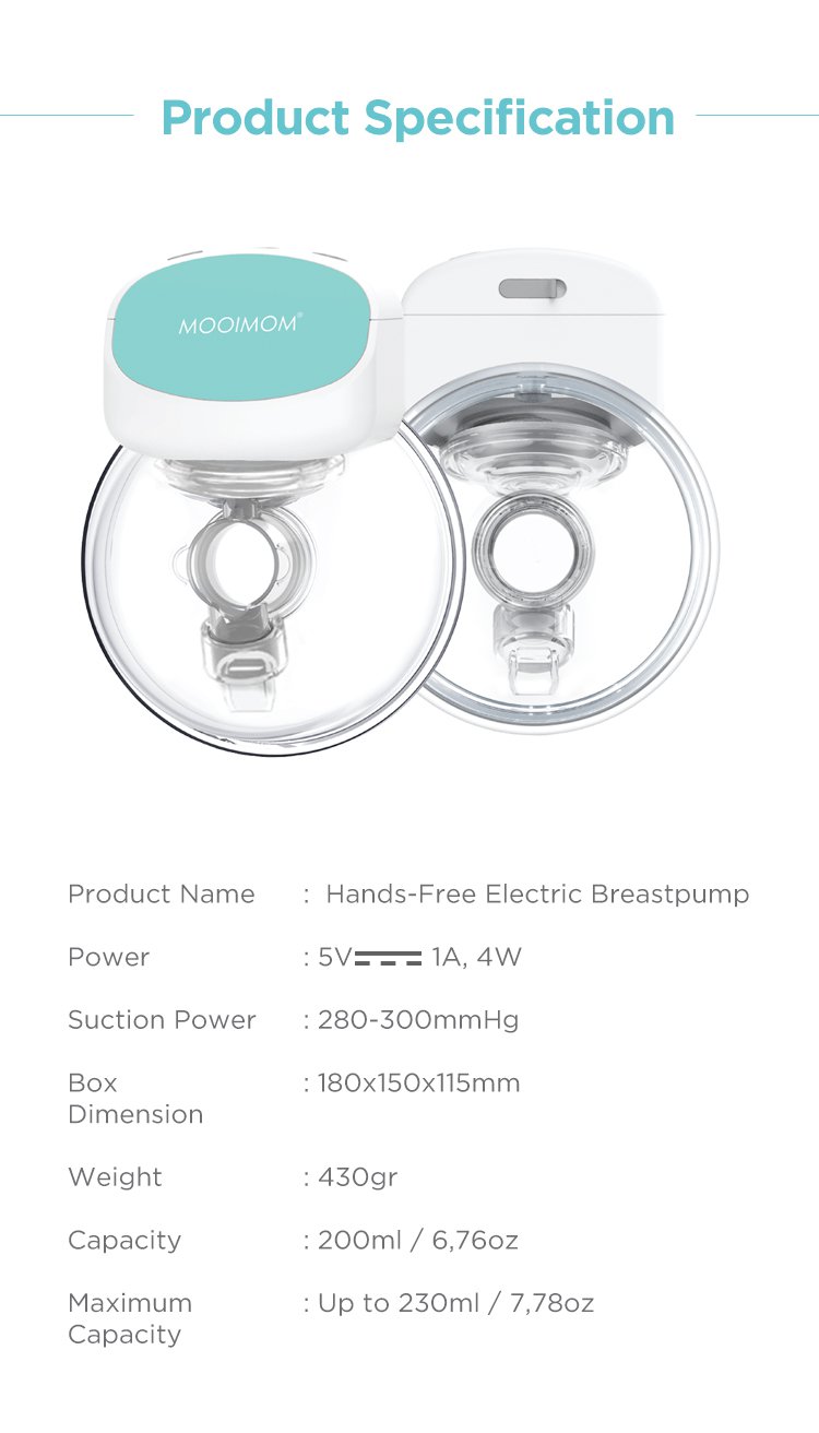 MOOIMOM Hands-Free Electric Breast Pump M2 description image