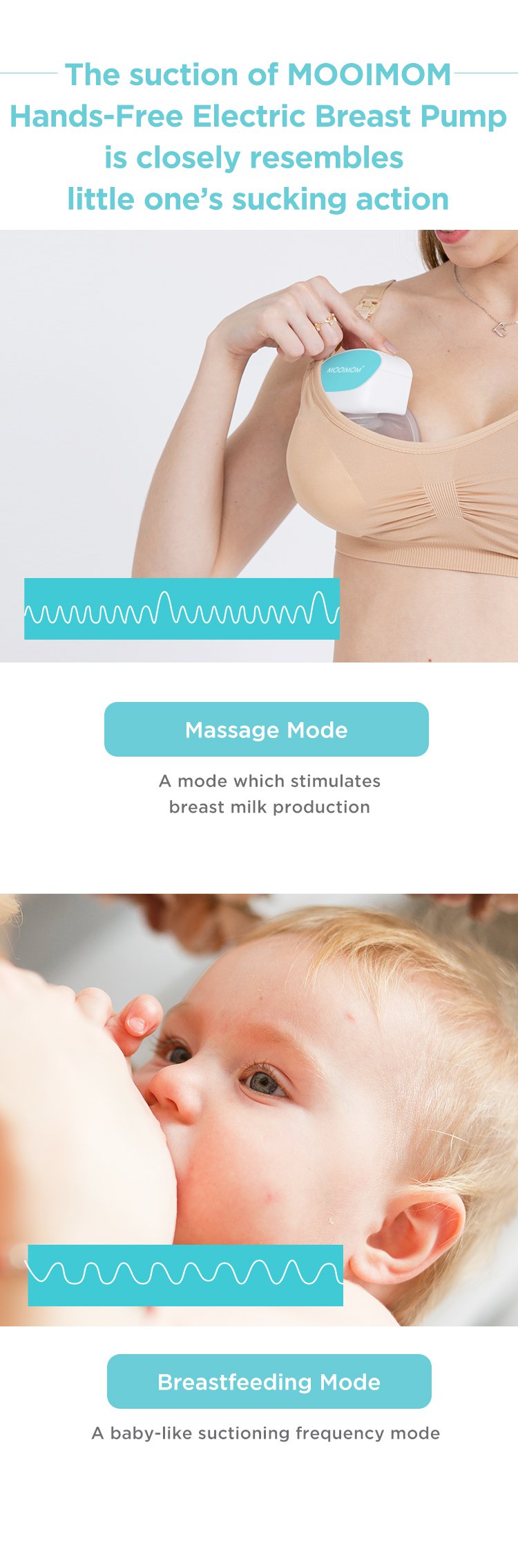 MOOIMOM Hands-Free Electric Breast Pump M2 description image