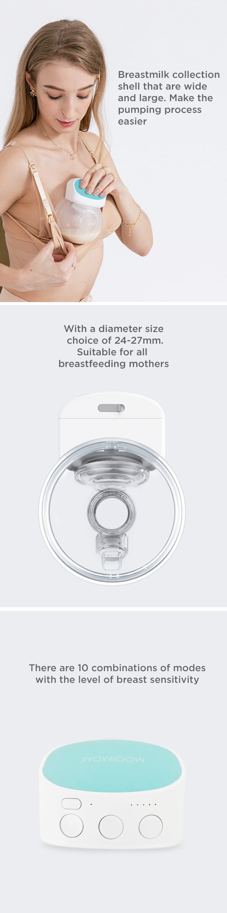 MOOIMOM Hands-Free Electric Breast Pump M2 description image