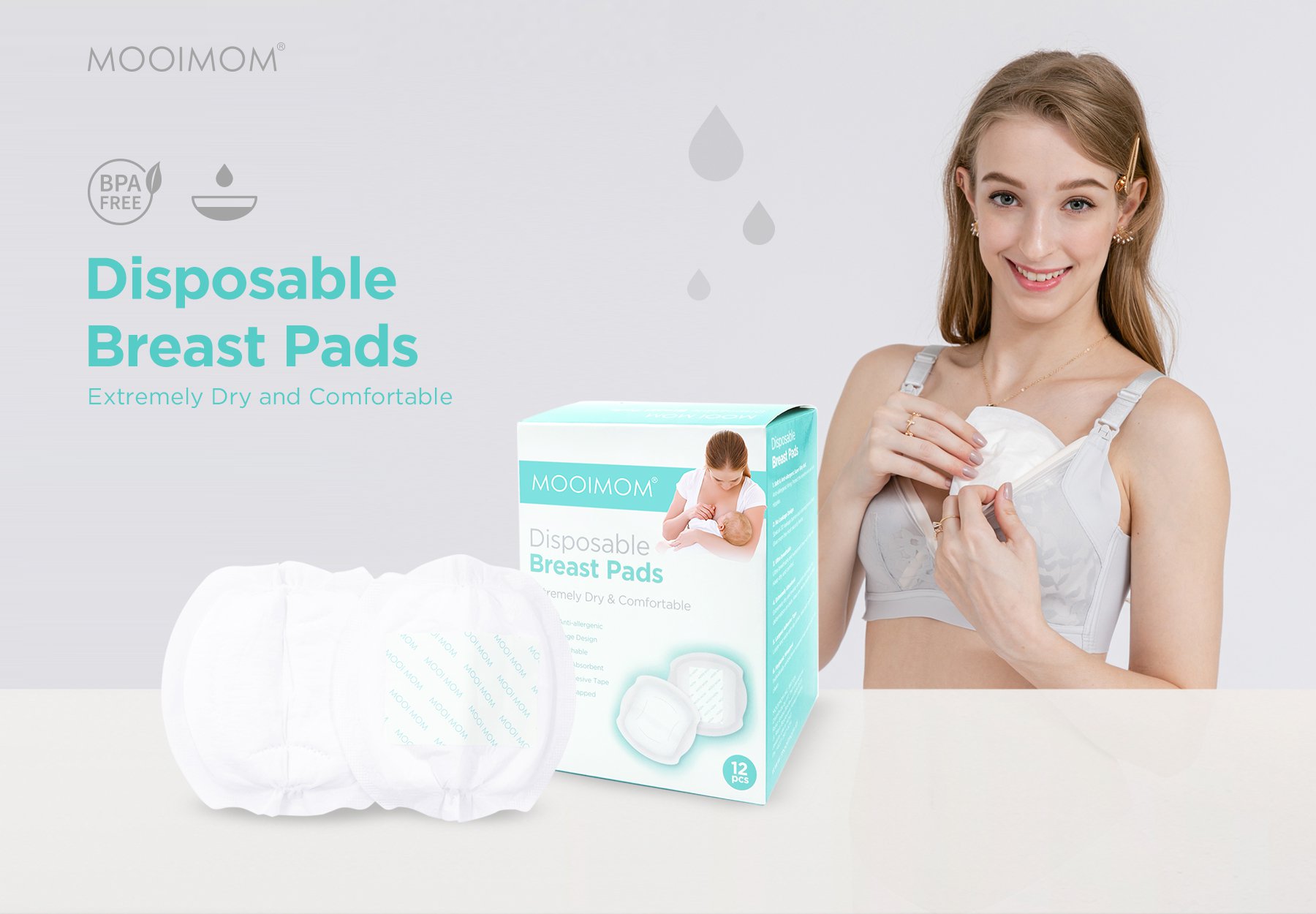 MOOIMOM Disposable Breast Pads (12pcs) description image