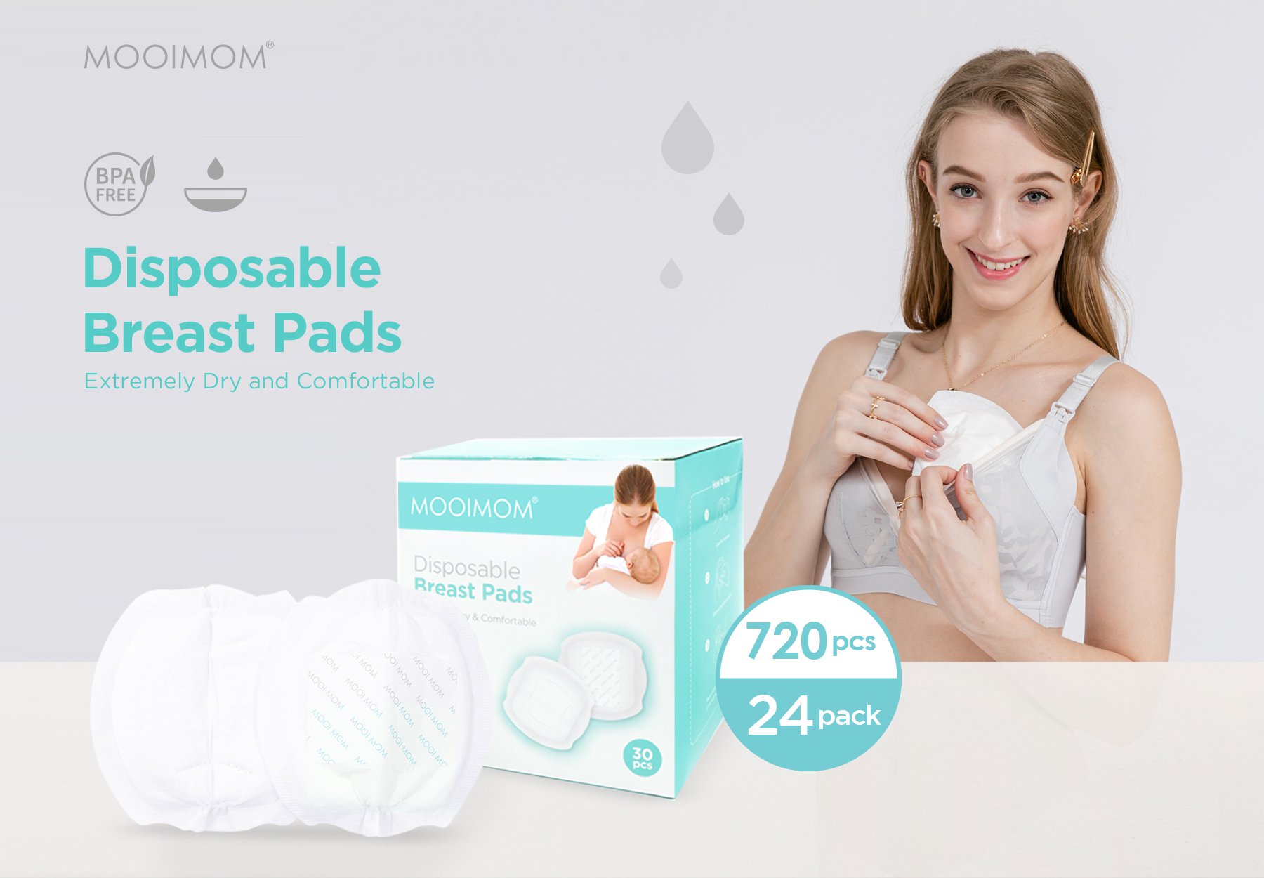 MOOIMOM Disposable Breast Pads (720pcs) description image