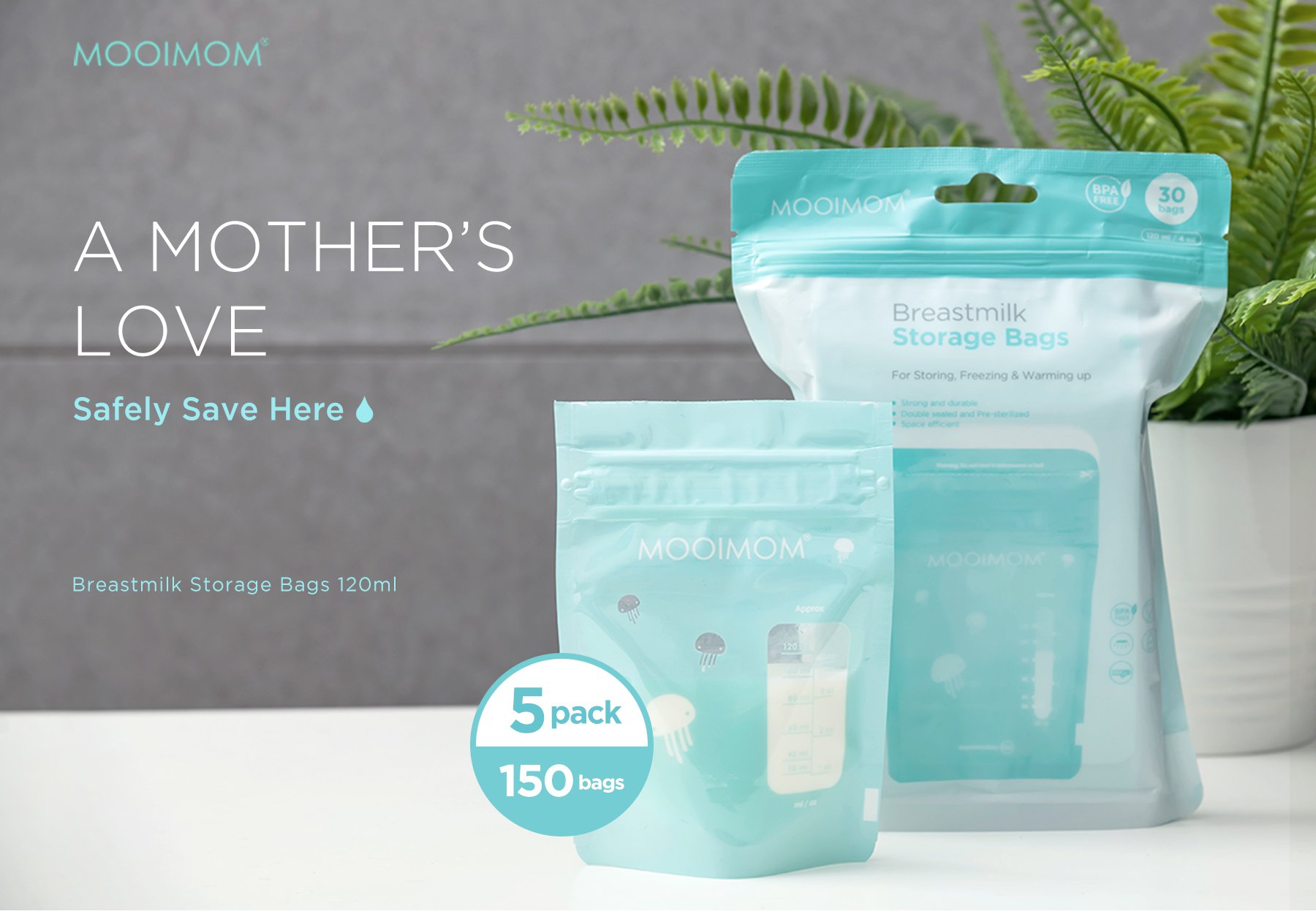MOOIMOM Breastmilk Storage Bags 120ml (150pcs) description image