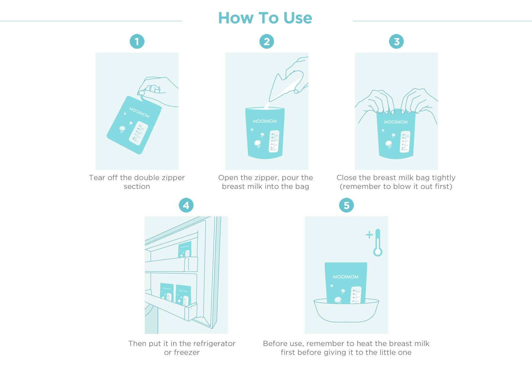 MOOIMOM Breastmilk Storage Bags 120ml (150pcs) description image