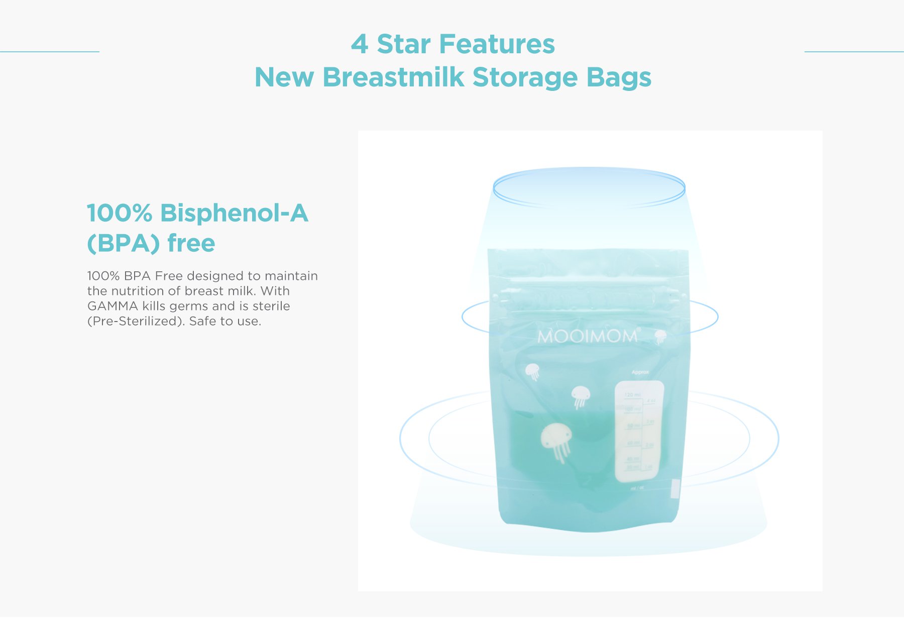 MOOIMOM Breastmilk Storage Bags 120ml (150pcs) description image