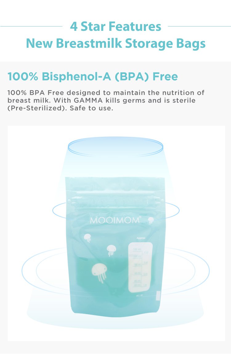 MOOIMOM Breastmilk Storage Bags 120ml (30pcs) description image