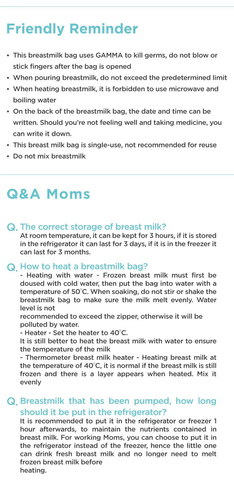 MOOIMOM Breastmilk Storage Bags 120ml (30pcs) description image