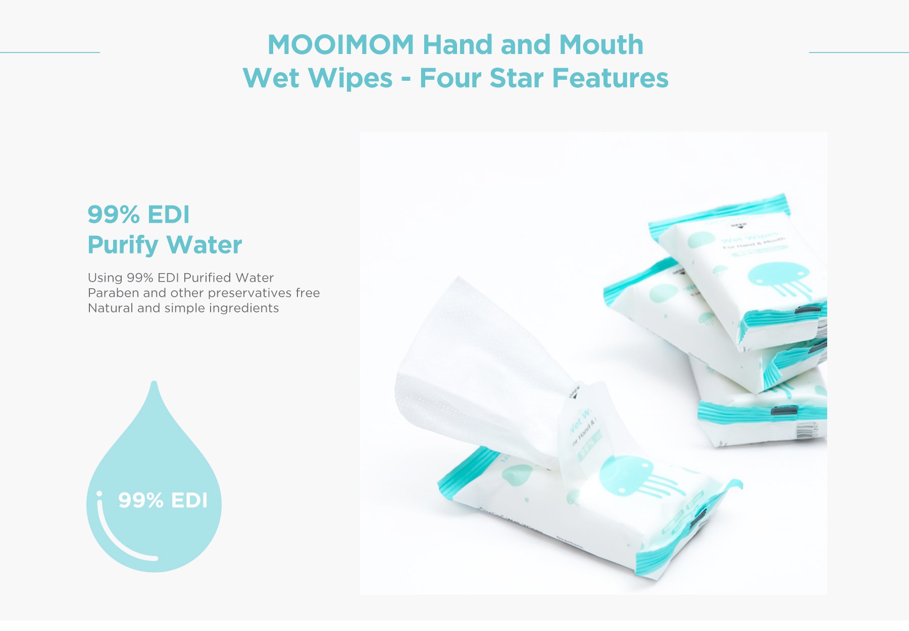 MOOIMOM Baby Wet Wipes with EDI Water (8pack) description image