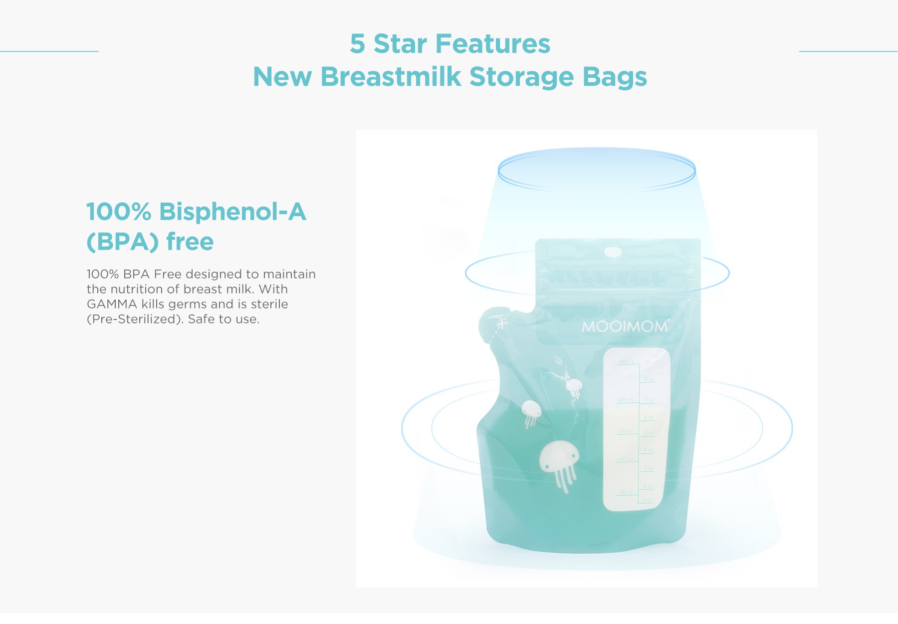 MOOIMOM Breastmilk Storage Bags with Temperature Sensor 250ml description image