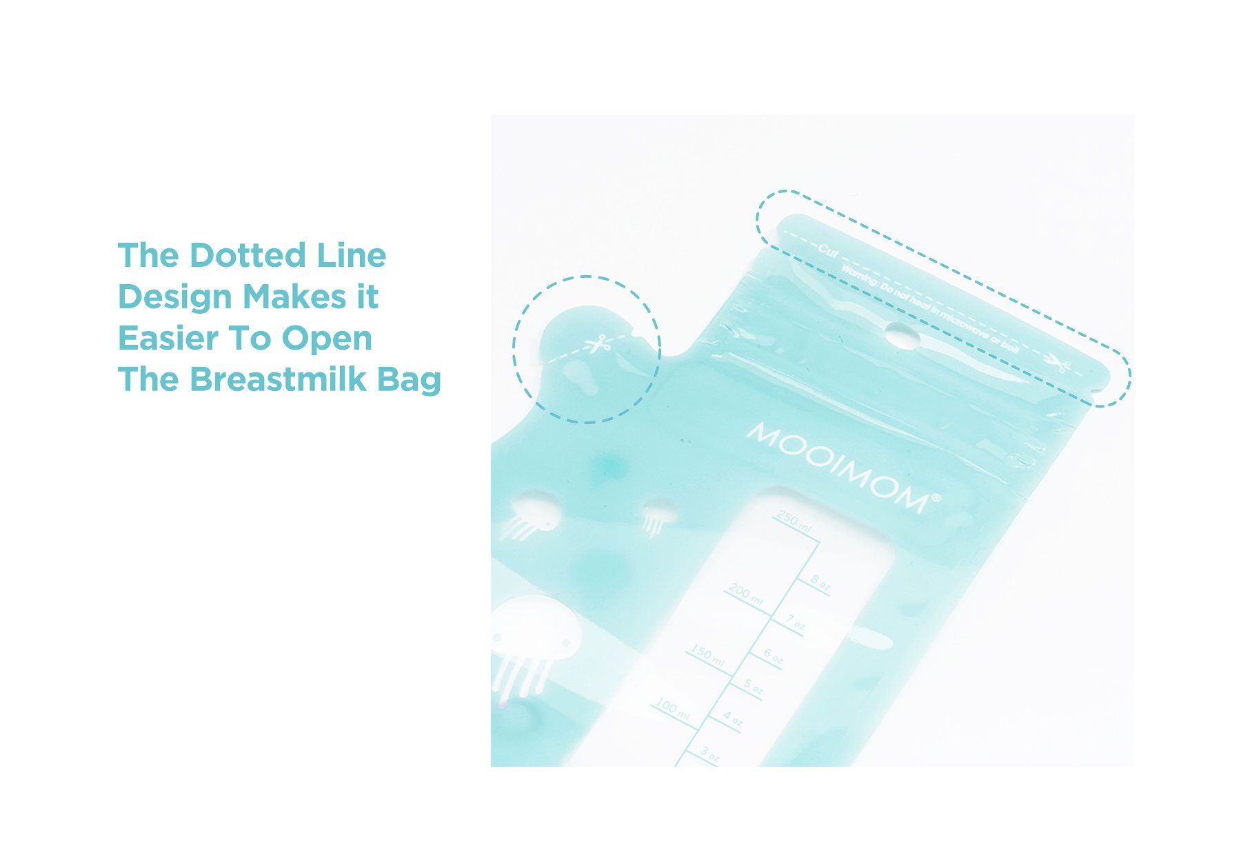 MOOIMOM Breastmilk Storage Bags with Temperature Sensor 250ml description image