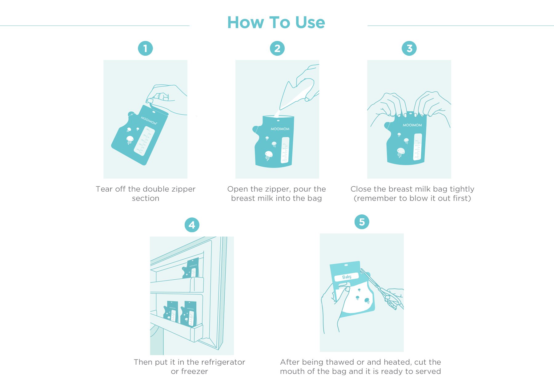 MOOIMOM Breastmilk Storage Bags with Temperature Sensor 250ml description image