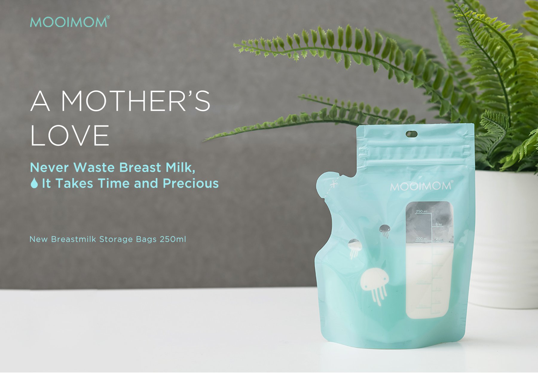 MOOIMOM Breastmilk Storage Bags with Temperature Sensor 250ml description image