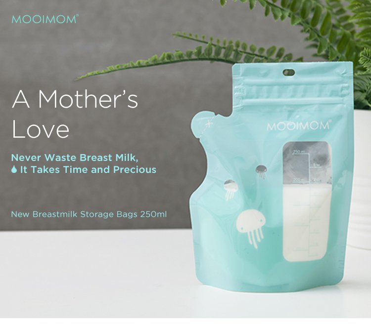 MOOIMOM Breastmilk Storage Bags with Temperature Sensor 250ml description image