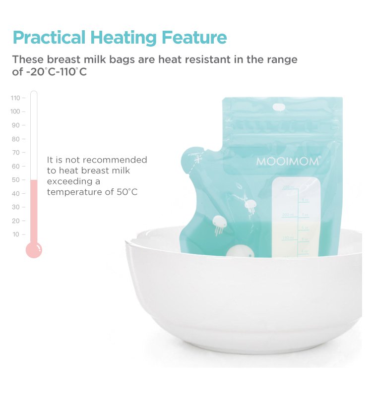 MOOIMOM Breastmilk Storage Bags with Temperature Sensor 250ml description image