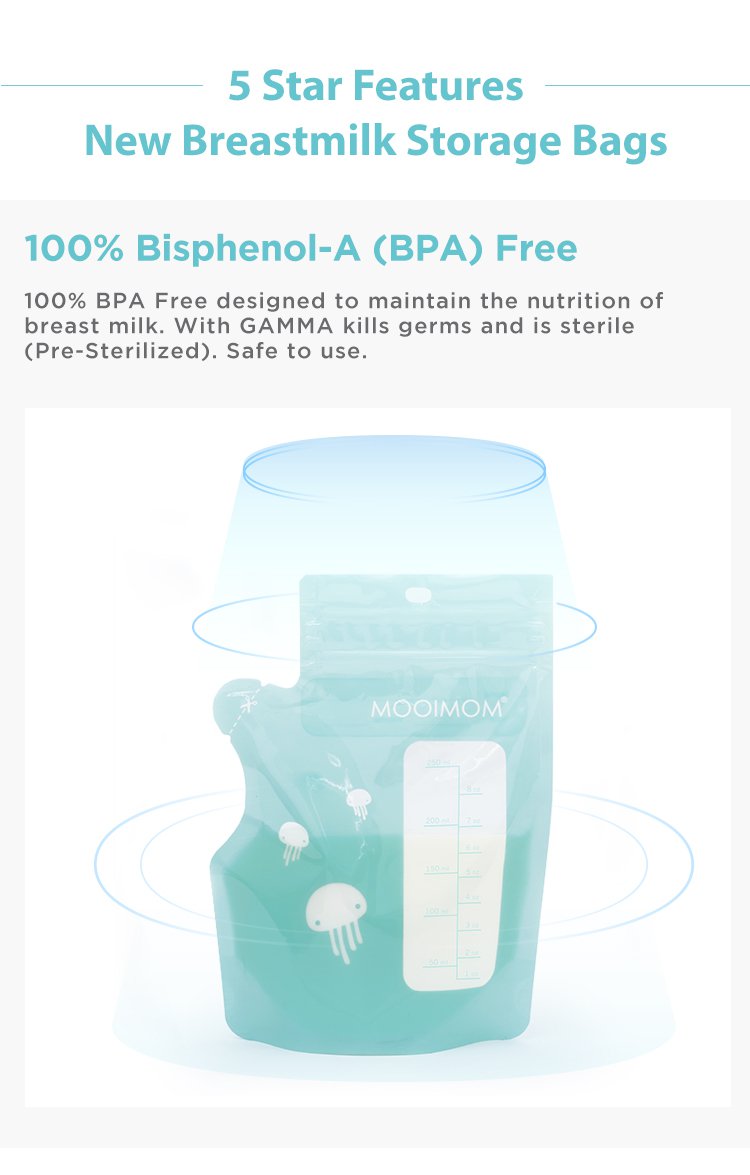 MOOIMOM Breastmilk Storage Bags with Temperature Sensor 250ml description image