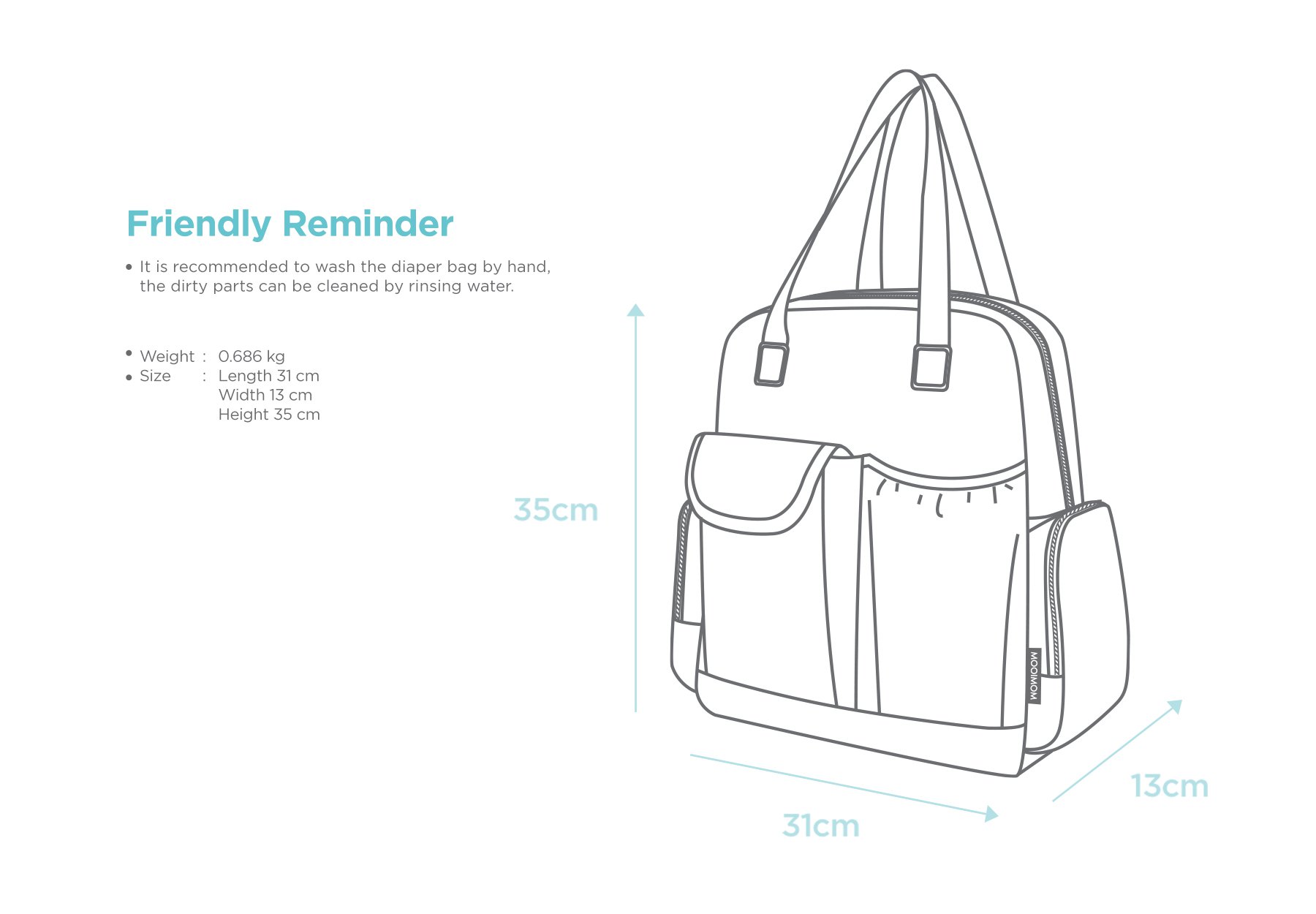 MOOIMOM 2-Ways Diaper Bag description image