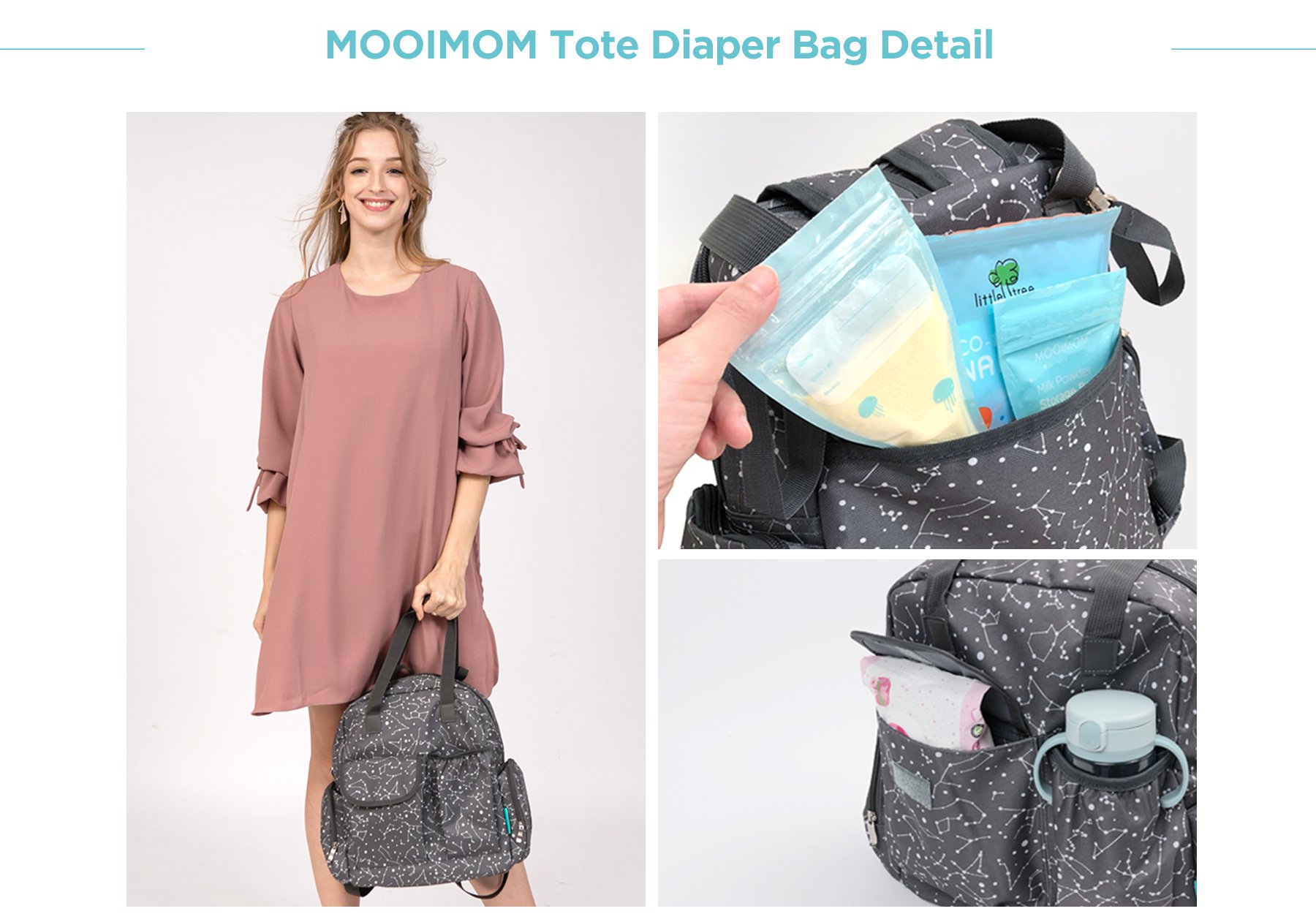 MOOIMOM 2-Ways Diaper Bag description image