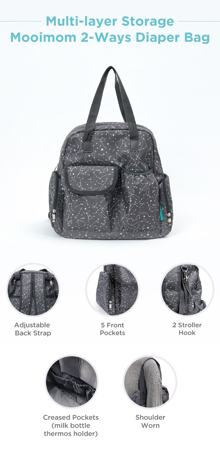 MOOIMOM 2-Ways Diaper Bag description image