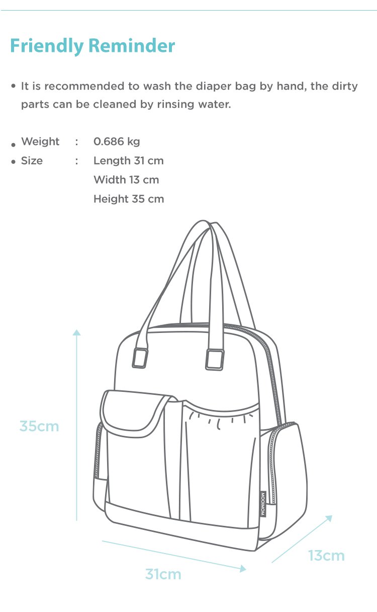 MOOIMOM 2-Ways Diaper Bag description image