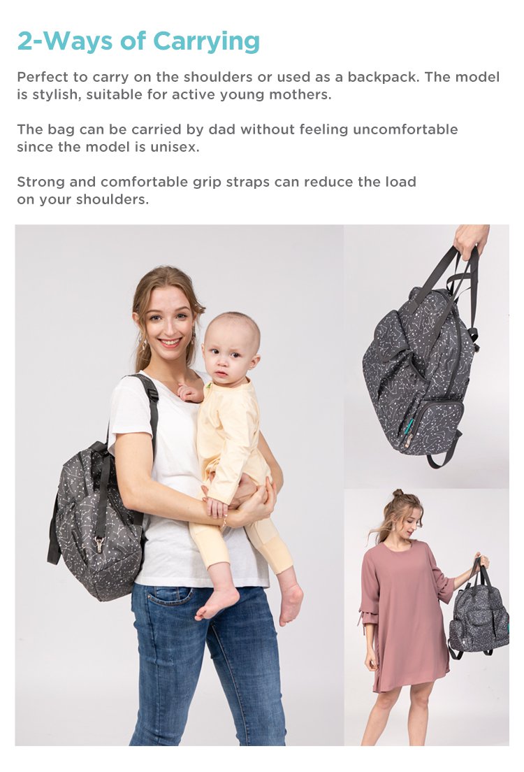 MOOIMOM 2-Ways Diaper Bag description image