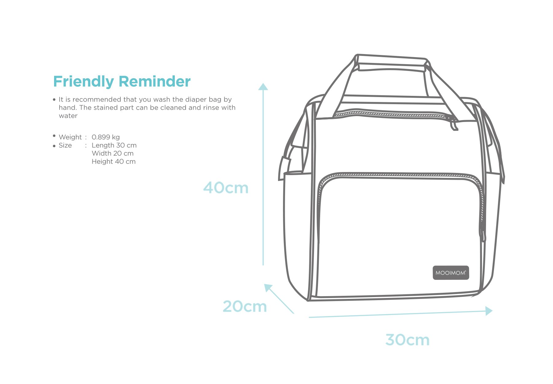 MOOIMOM Fashionable Diaper Bag description image
