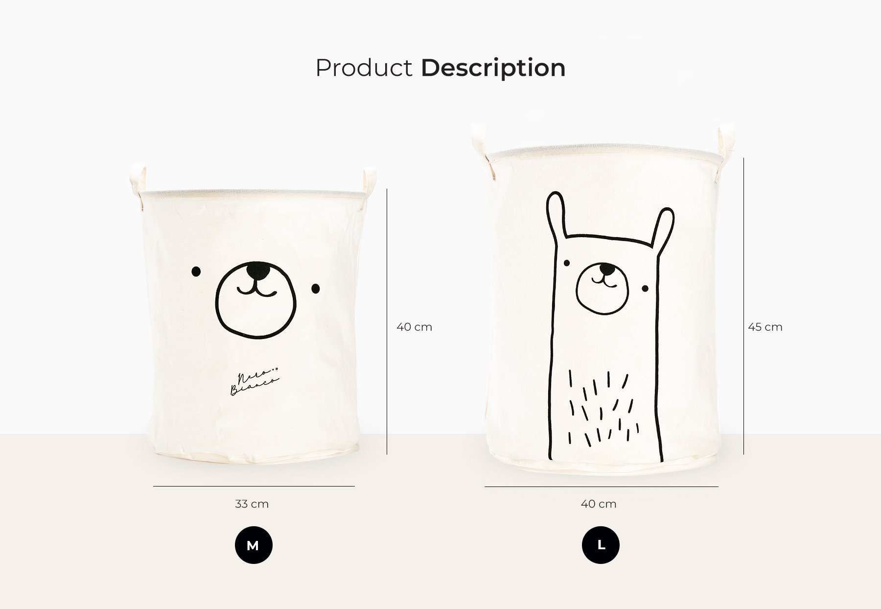 Nero Bianco Laundry Basket description image