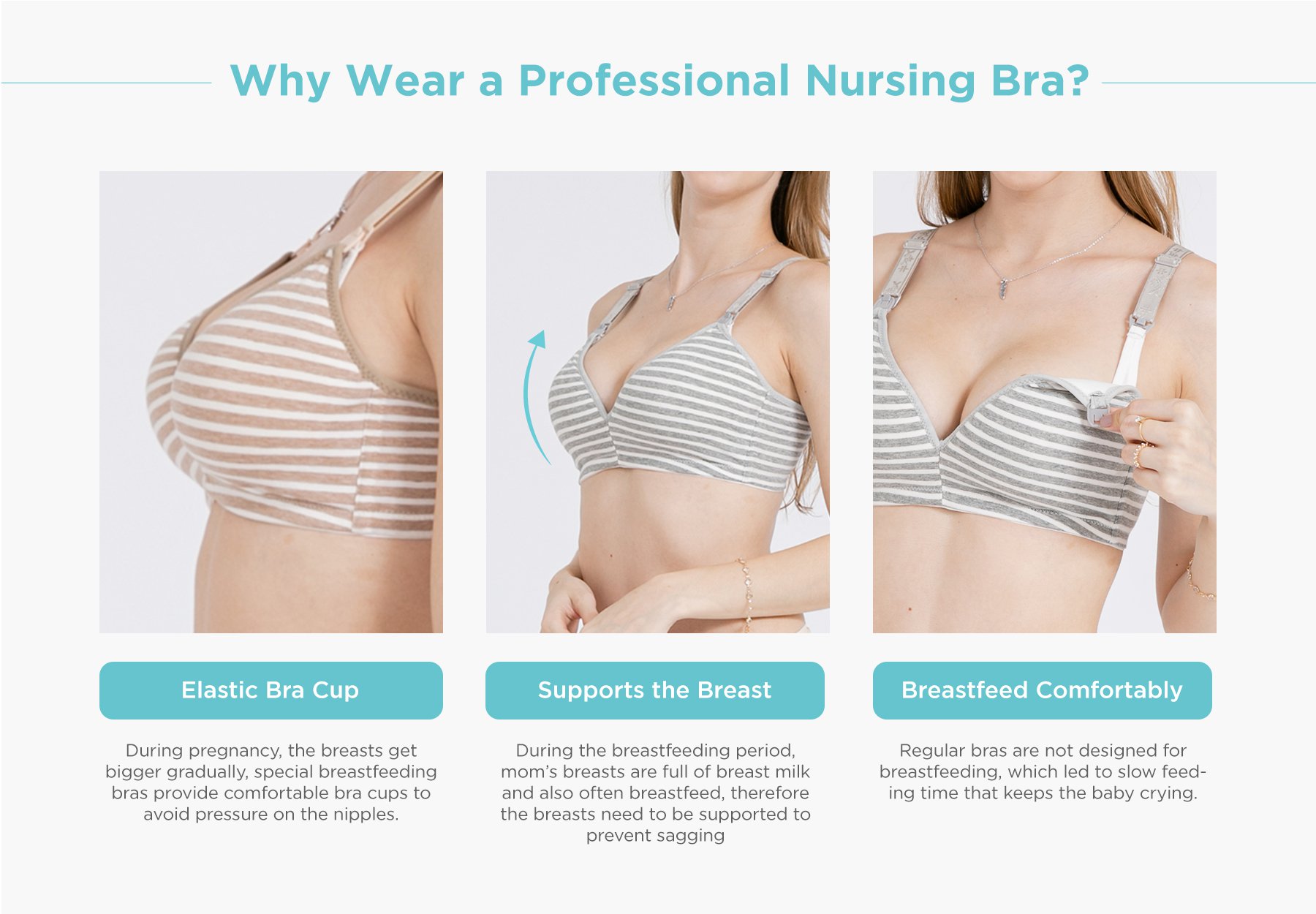 MOOIMOM Stripe Maternity & Nursing Bra description image