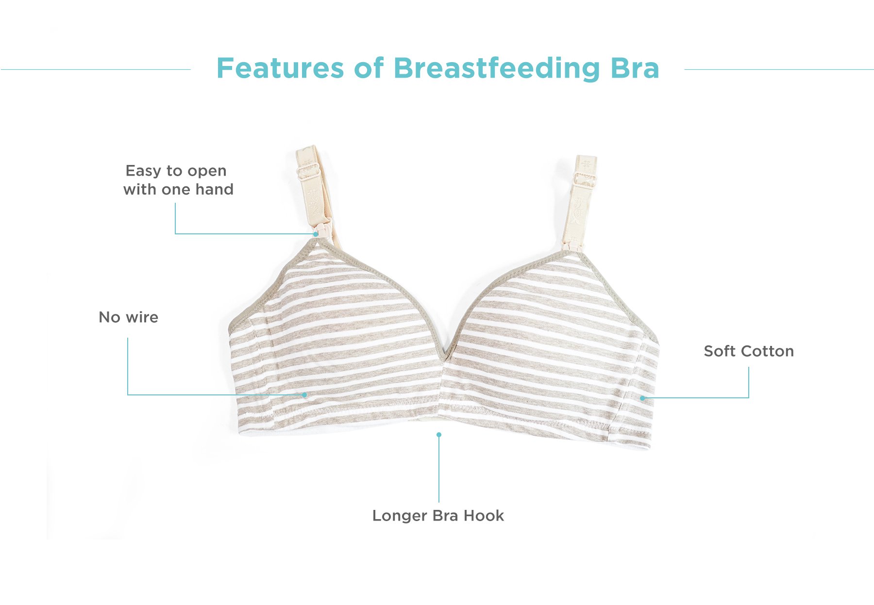 MOOIMOM Stripe Maternity & Nursing Bra description image