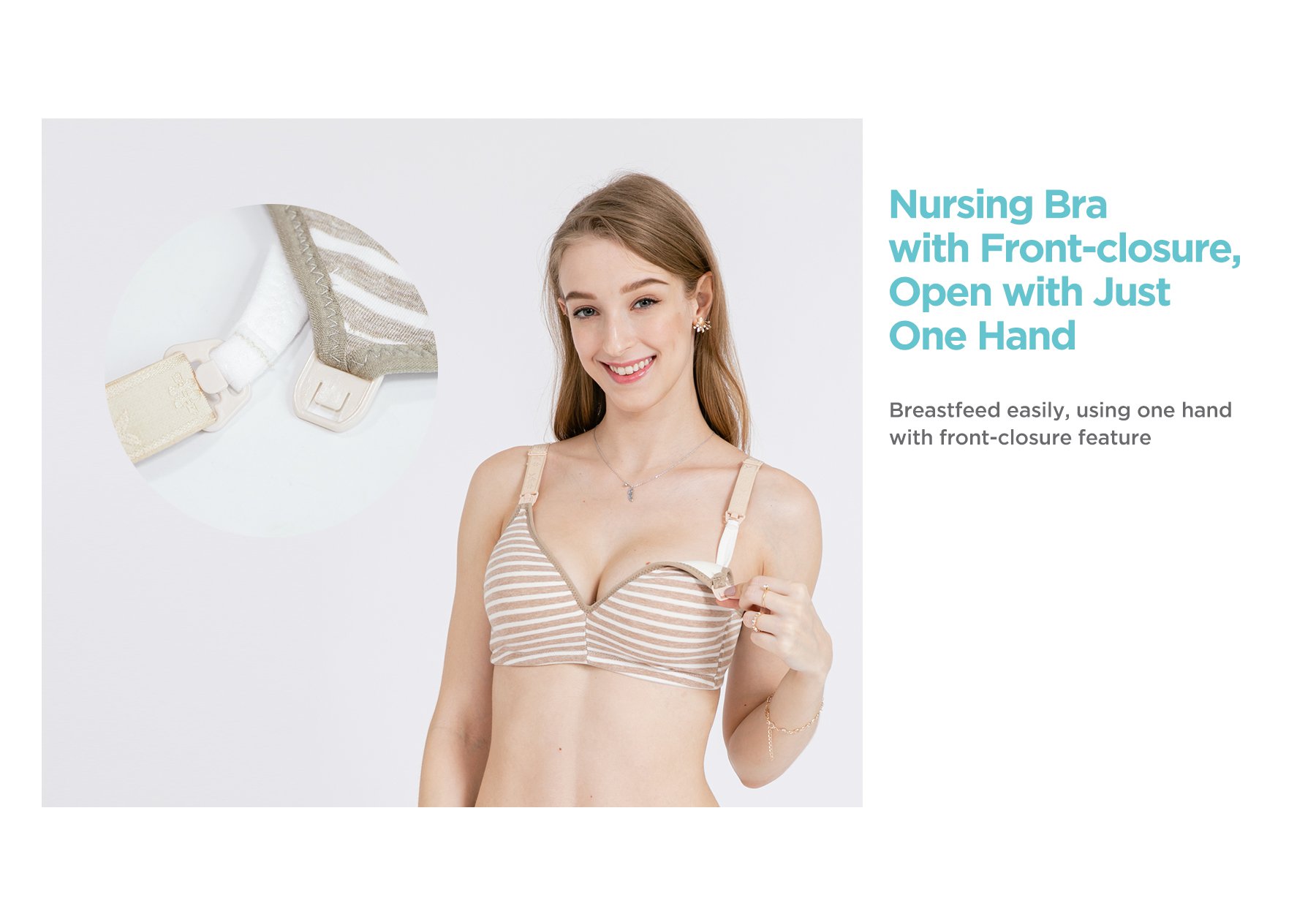 MOOIMOM Stripe Maternity & Nursing Bra description image