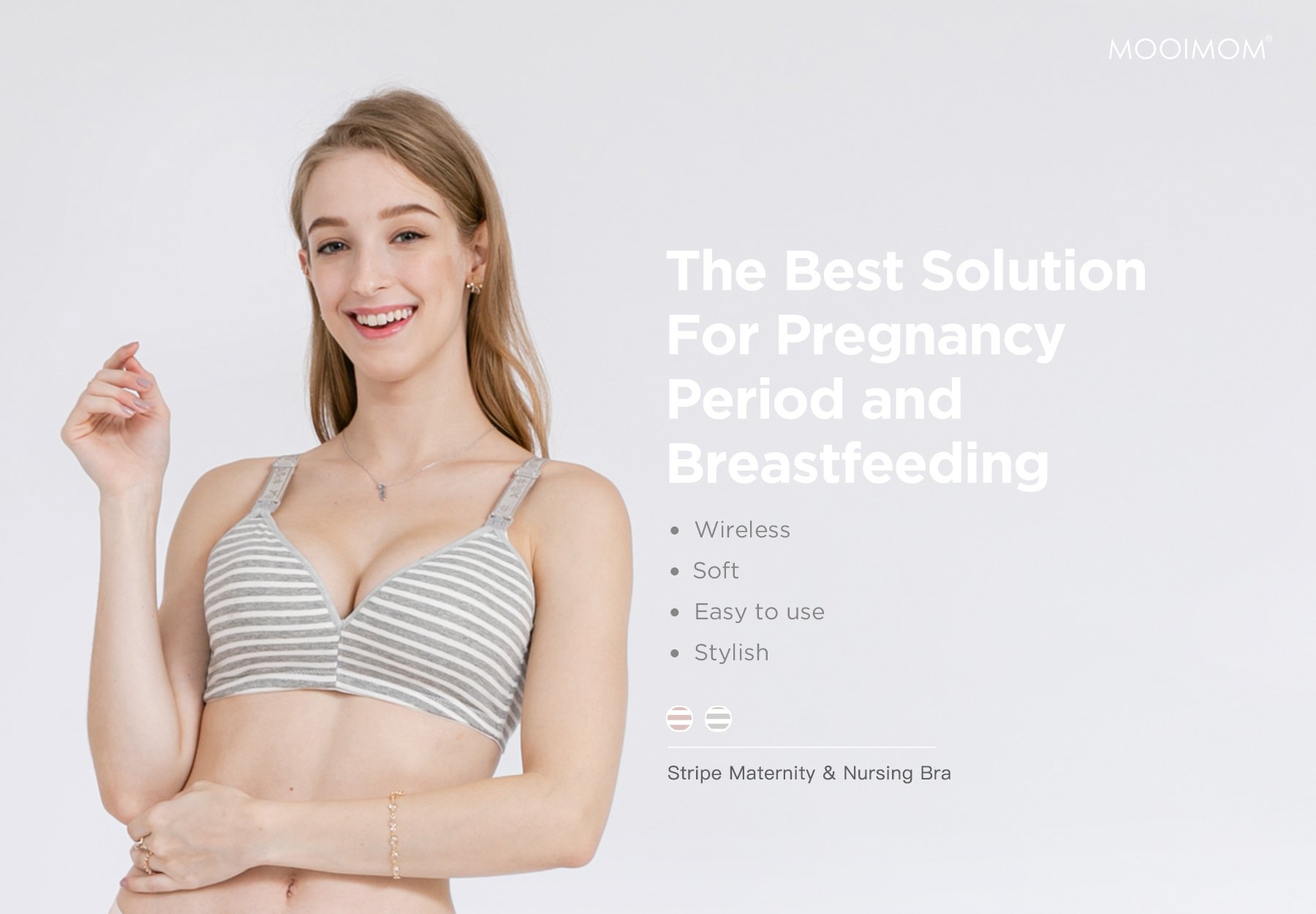 MOOIMOM Stripe Maternity & Nursing Bra description image