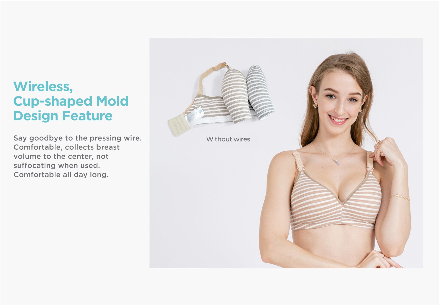 MOOIMOM Stripe Maternity & Nursing Bra description image