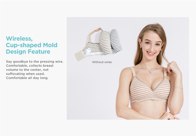 MOOIMOM Stripe Maternity & Nursing Bra description image