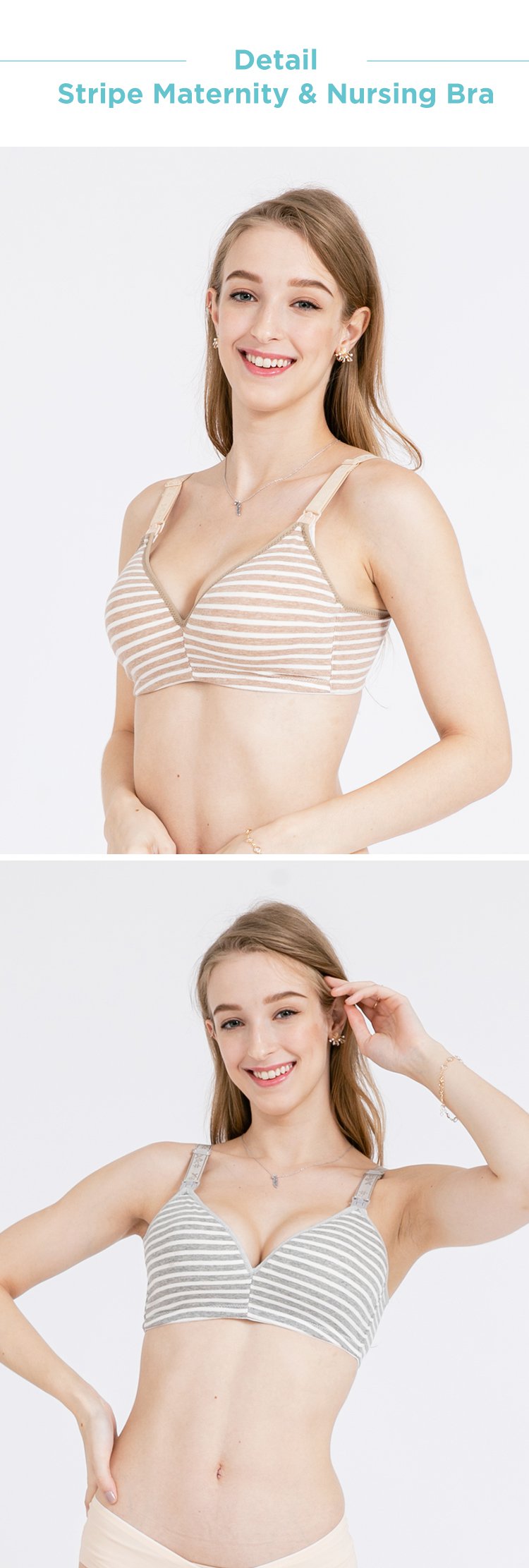 MOOIMOM Stripe Maternity & Nursing Bra description image