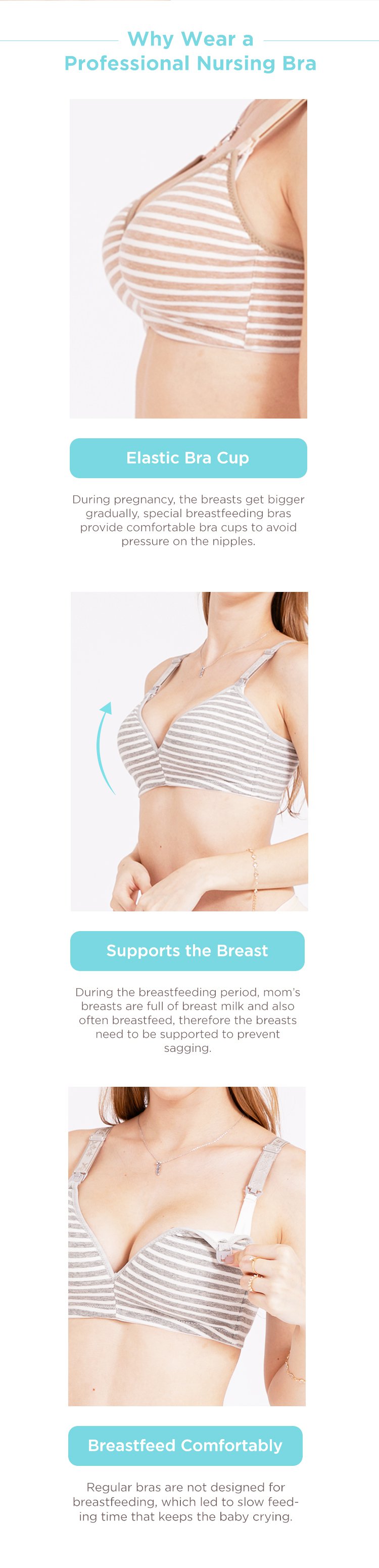 MOOIMOM Stripe Maternity & Nursing Bra description image