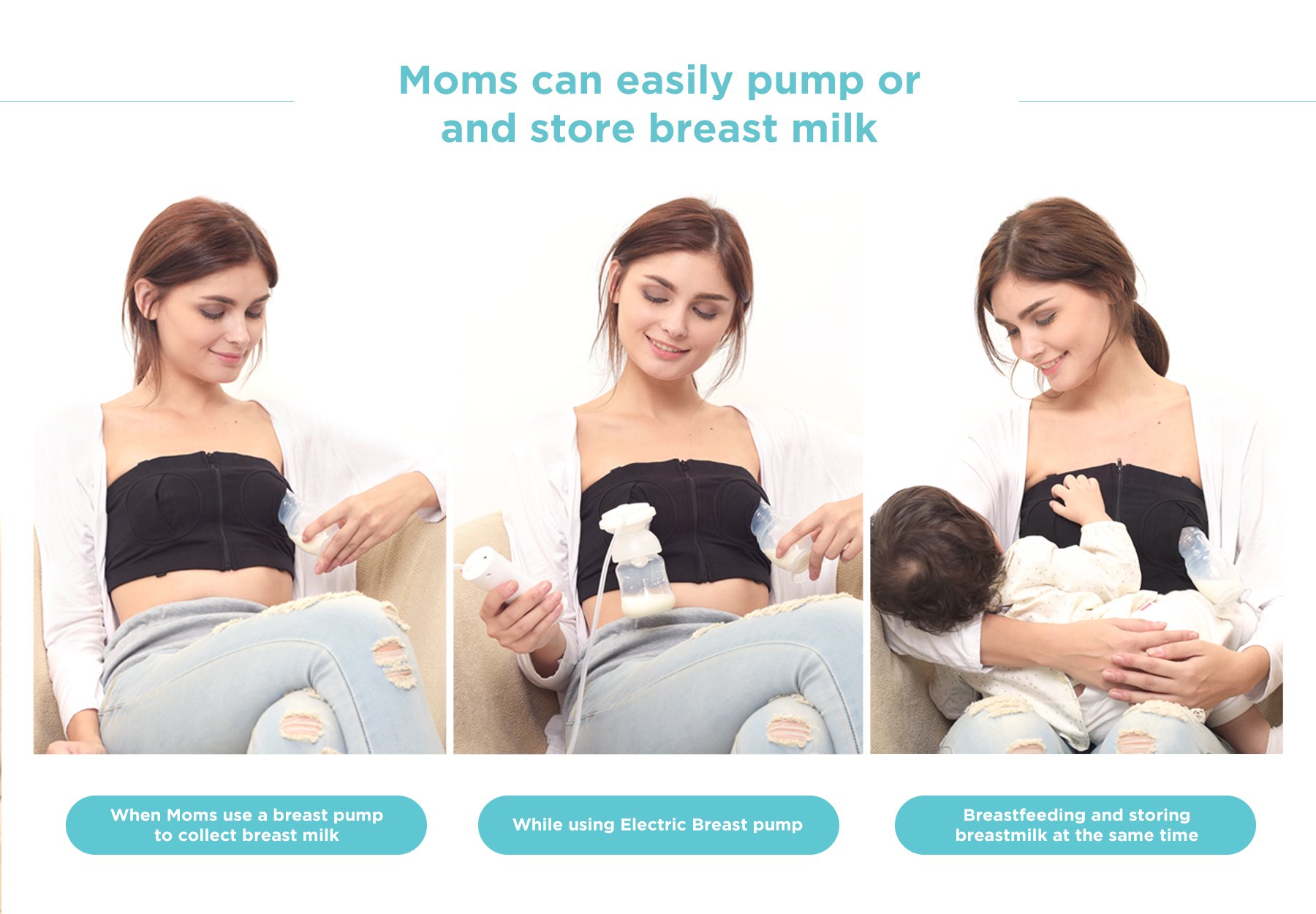 MOOIMOM Hands Free Pumping Bra description image