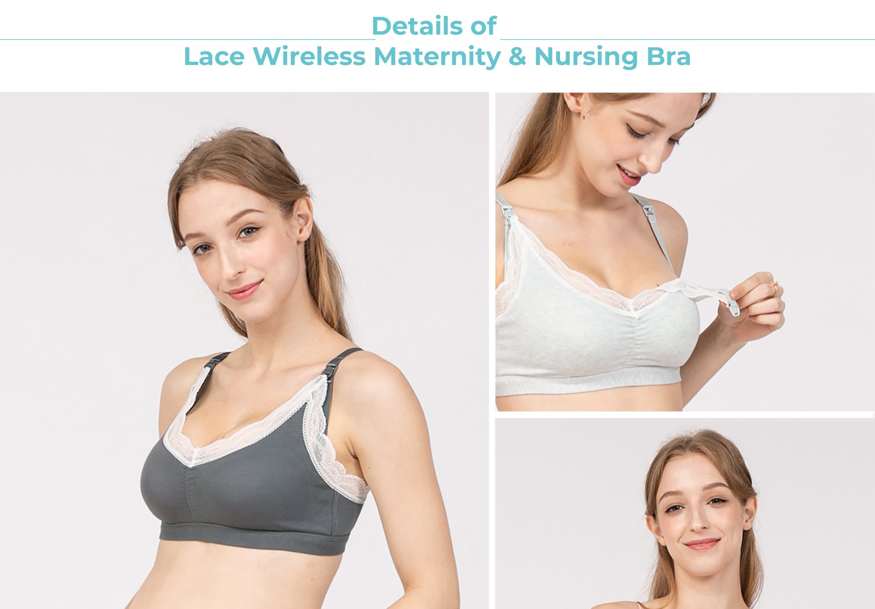 MOOIMOM Lace Wireless Maternity & Nursing Bra description image