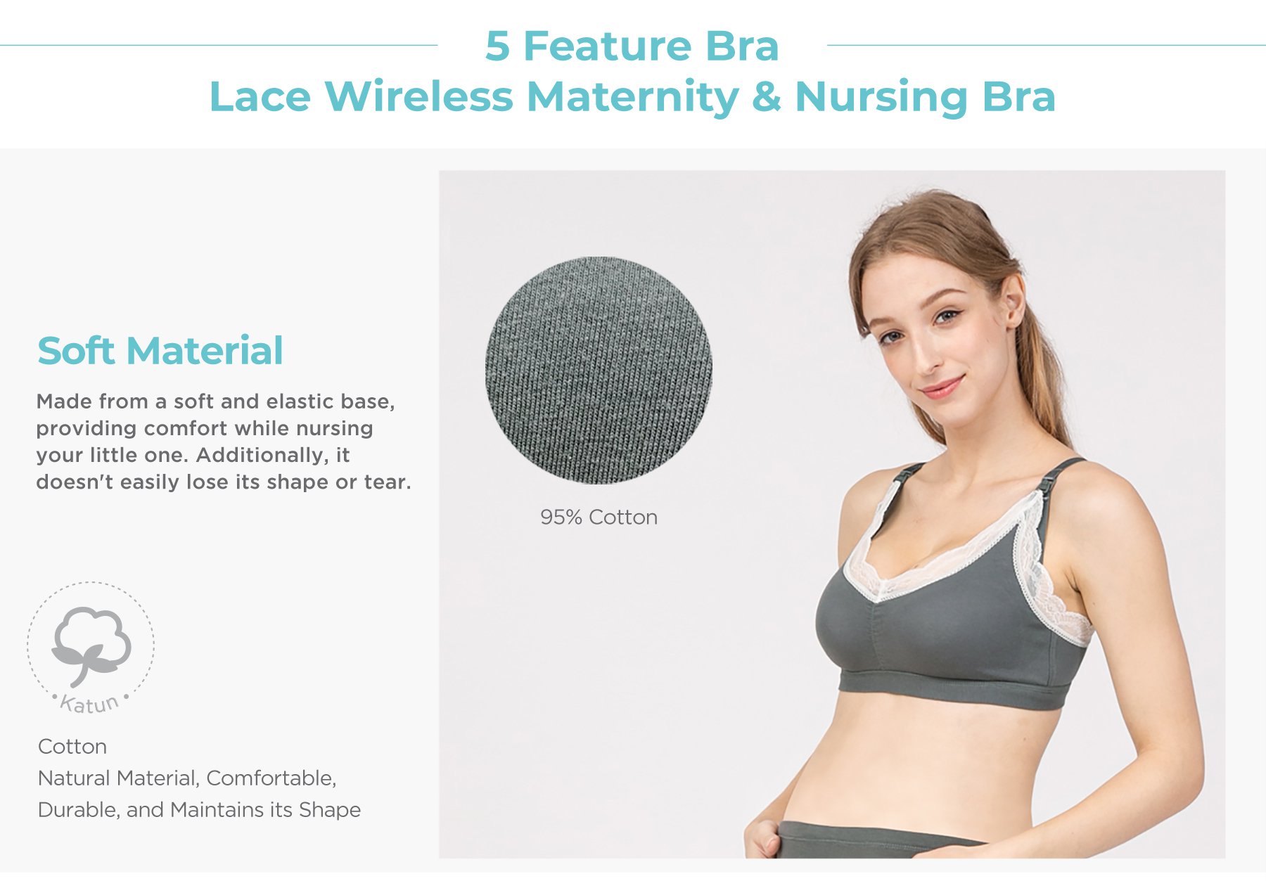 MOOIMOM Lace Wireless Maternity & Nursing Bra description image