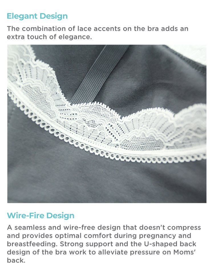 MOOIMOM Lace Wireless Maternity & Nursing Bra description image