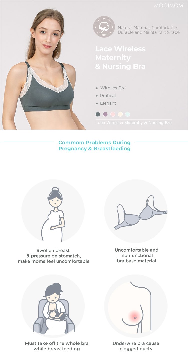 MOOIMOM Lace Wireless Maternity & Nursing Bra description image