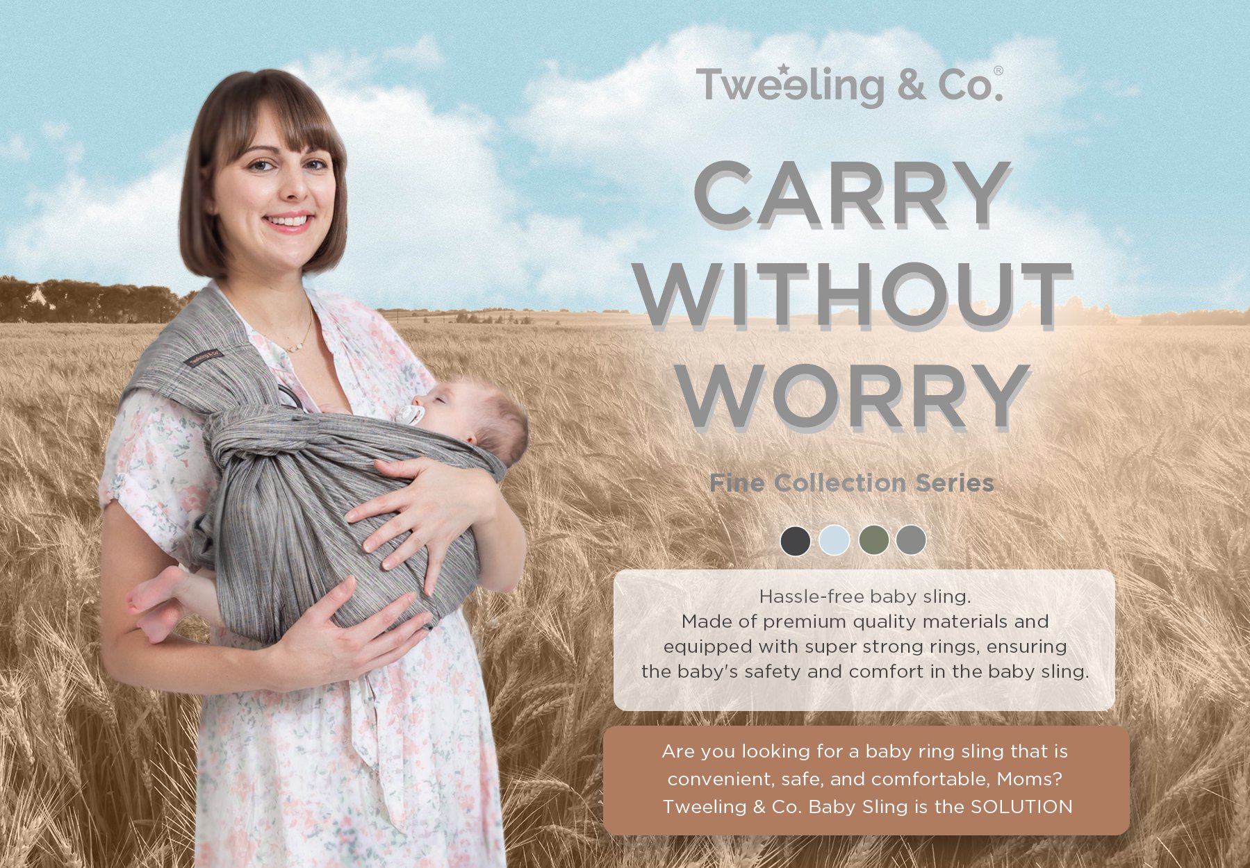 Tweeling & Co. Fine Collection Baby Sling description image