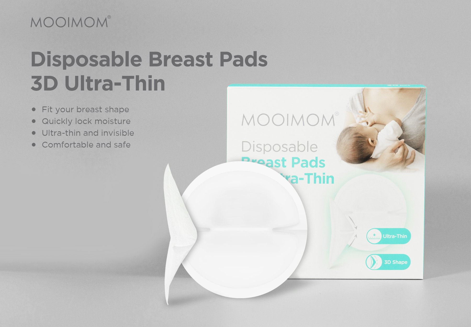 MOOIMOM Disposable Breast Pad 3D (30pcs) description image