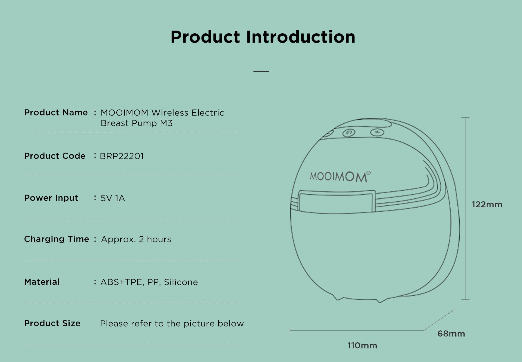 MOOIMOM Wireless Electric Breast Pump M3 description image