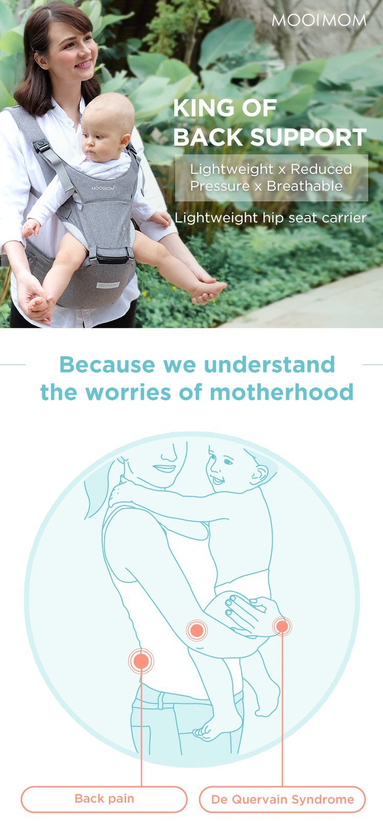 MOOIMOM Lightweight Hip Seat Carrier description image