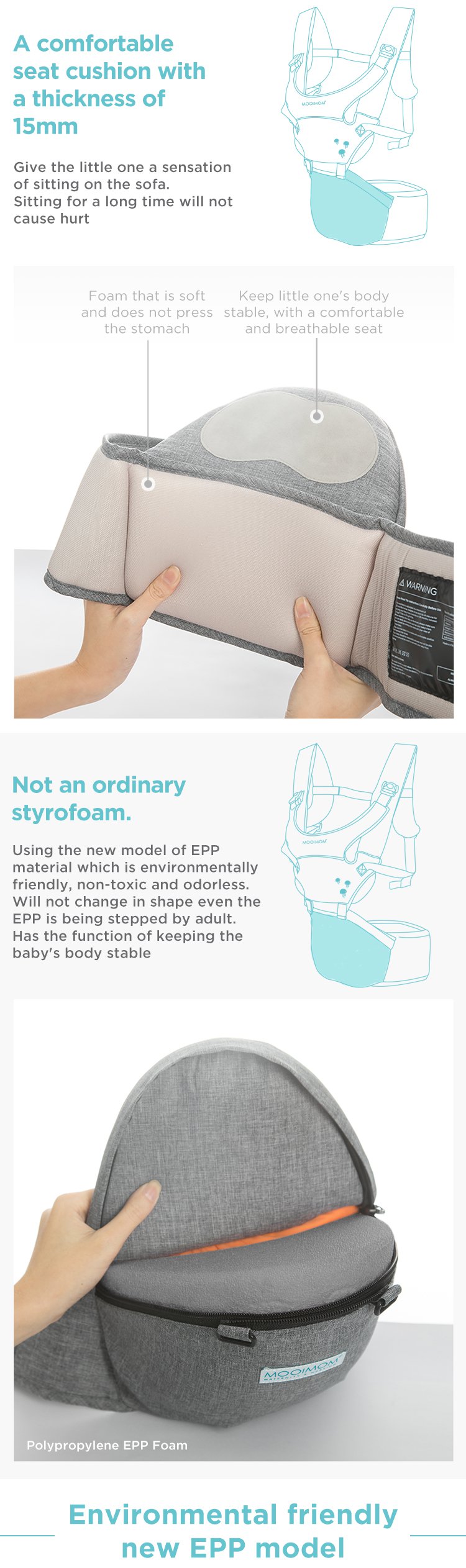 MOOIMOM Lightweight Hip Seat Carrier description image